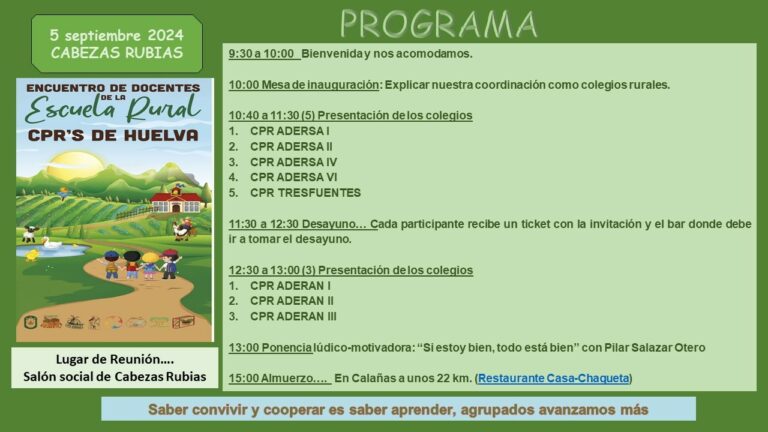 ENCUENTRO DE DOCENTES DE LA ESCUELA RURAL (CPR´S DE HUELVA)